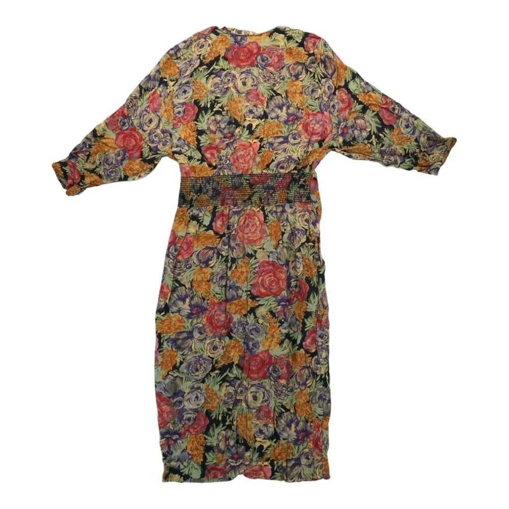 Piccalino Petites Womens Dress 6P Multicolor 3/4 Sleeve Floral‎ Print Vintage